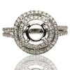ESTATE .54CT DIAMOND 18KT WHITE GOLD 3D DOUBLE HALO SEMI MOUNT ENGAGEMENT RING