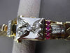 ANTIQUE LARGE .70CTW DIAMOND & AAA RUBY 14KT TWO TONE GOLD WATCH BRACELET #23738