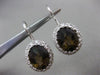 ESTATE 4.6CT DIAMOND & SMOKY TOPAZ 14K WHITE GOLD OVAL CLASSIC HANGING EARRINGS