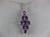 ESTATE 3.32CT DIAMOND & AAA AMETHYST 14KT ROSE GOLD 3D CLUSTER TEAR DROP PENDANT