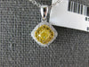 ESTATE 1.40CT WHITE & FANCY YELLOW DIAMOND 18KT 2 TONE GOLD SQUARE HALO PENDANT
