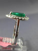 ESTATE LARGE 2.07CT DIAMOND & AAA EMERALD 18K WHITE GOLD 3D HALO ENGAGEMENT RING