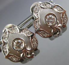 ANTIQUE .24CT DIAMOND 18KT WHITE GOLD CLASSIC FILIGREE CLIP ON EARRINGS #20450