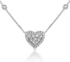 ESTATE .90CT DIAMOND 14K WHITE GOLD 3D SOLITAIRE HEART DOUBLE HALO LOVE NECKLACE