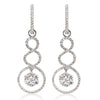 ESTATE 1.15CT DIAMOND 18KT WHITE GOLD 3D ROUND INFINITY FLOWER HANGING EARRINGS