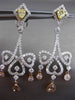 ESTATE LARGE 4.35CT DIAMOND & FANCY DIAMOND 18KT TRI GOLD HEART HANGING EARRINGS