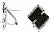 ESTATE 1.31CT WHITE & BLACK DIAMOND 14KT WHITE GOLD SQUARE PAVE CLIP ON EARRINGS