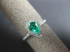 ESTATE 1.12CT DIAMOND & AAA EMERALD 18K WHITE GOLD 3D PEAR SHAPE ENGAGEMENT RING