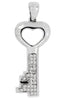 ESTATE .40CT DIAMOND 14KT WHITE GOLD 3D CLASSIC PAVE KEY TO YOUR HEART PENDANT