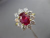 ESTATE LARGE 3.8CT DIAMOND & AAA RUBY 18K YELLOW GOLD & PLATINUM ENGAGEMENT RING