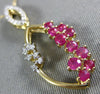 ESTATE .65CT DIAMOND & AAA RUBY 14K YELLOW GOLD 3D MARQUISE SHAPE FLOWER PENDANT