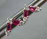 ESTATE .38CT DIAMOND & AAA RUBY 14KT WHITE GOLD V SHAPE BUTTERFLY STUD EARRINGS