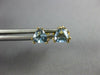 ESTATE .90CT AAA AQUAMARINE 14KT YELLOW GOLD 3D TRILLION STUD EARRINGS #25206