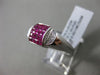 ESTATE WIDE 1.65CT DIAMOND & AAA RUBY 18KT WHITE GOLD SQUARE HALF MOON FUN RING