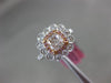 ESTATE GIA 1.62CT WHITE & PINK DIAMOND 18K TWO TONE GOLD FLOWER ENGAGEMENT RING