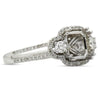 ESTATE .39CT DIAMOND 18KT WHITE GOLD 3D CUSHION 2 ROW SEMI MOUNT ENGAGEMENT RING