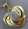 ESTATE .38CT DIAMOND 14KT YELLOW GOLD CLASSIC 3D SWIRL PUFF HEART PENDANT #322