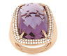 ESTATE LARGE 22.67CT DIAMOND & AAA AMETHYST 14KT ROSE GOLD HALO ANNIVERSARY RING