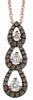 .30CT WHITE & CHOCOLATE FANCY DIAMOND 14K ROSE GOLD 3D TEAR DROP JOURNEY PENDANT