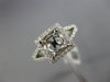 ESTATE .41CT DIAMOND 14KT WHITE GOLD 3D SQUARE HALO SEMI MOUNT ENGAGEMENT RING