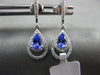 ESTATE .60CT DIAMOND & AAA TANZANITE 14KT WHITE GOLD TEAR DROP HANGING EARRINGS