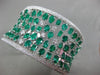 LARGE 24.73CT DIAMOND & AAA COLOMBIAN EMERALD 18KT WHITE GOLD 3D BANGLE BRACELET