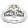 ESTATE LARGE 1.57CT WHITE & FANCY YELLOW DIAMOND 18K 2 TONE GOLD ENGAGEMENT RING