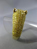 LARGE 2.59CT FANCY YELLOW DIAMOND & AAA EMERALD 18K YELLOW GOLD HAPPY TIGER RING