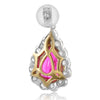 ESTATE LARGE 5.75CT DIAMOND & AAA RUBY 18K TWO TONE GOLD TEAR DROP PEAR EARRINGS