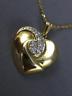 ESTATE .38CT DIAMOND 14KT YELLOW GOLD CLASSIC 3D SWIRL PUFF HEART PENDANT #322