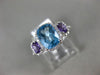 ESTATE 2.13CT ROUND DIAMOND & AAA AMETHYST & BLUE TOPAZ 14K WHITE GOLD HALO RING