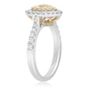 ESTATE .85CT WHITE & FANCY YELLOW DIAMOND 14KT WHITE GOLD 3D HEART CLUSTER RING