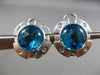 8.14CT DIAMOND & AAA CABOCHON BLUE TOPAZ 14KT WHITE GOLD CLIP ON EARRINGS #27646