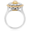 GIA 3.0CT WHITE & FANCY YELLOW DIAMOND PLATINUM 18K 2 TONE GOLD ENGAGEMENT RING