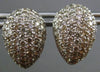 ESTATE LARGE 2.82CT DIAMOND 18KT WHITE GOLD 3D PUFF PEAR SHAPE HUGGIE EARRINGS