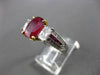 ANTIQUE PLATINUM & 18KT Y GOLD 5.18CT DIAMOND & RUBY 3 STONE ENGAGEMENT RING E/F