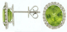 5.75CT DIAMOND & AAA PERIDOT 14KT WHITE GOLD 3D OVAL HALO CLASSIC STUD EARRINGS