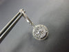 ESTATE 1.0CT DIAMOND 14KT WHITE GOLD ROUND CLUSTER HALO HUGGIE HANGING EARRINGS