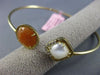 ESTATE .10CT DIAMOND QUARTZ & MOON STONE 14KT YELLOW GOLD SQUARE BANGLE BRACELET