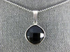 ESTATE 4.50CT AAA BLACK ONYX 14KT WHITE GOLD 3D CUSHION CLASSIC BEZEL PENDANT