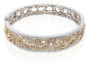 ESTATE 3.09CT WHITE PINK & YELLOW DIAMOND 18KT TRI COLOR GOLD 3D BANGLE BRACELET