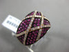 ESTATE LARGE .79CT DIAMOND & PINK SAPPHIRE 18K ROSE GOLD 3D CRISS CROSS FUN RING