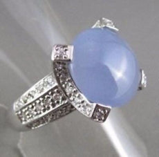 ANTIQUE WIDE 5.20CT DIAMOND & AAA BLUE QUARTZ 14KT WHITE GOLD FILIGREE FUN RING