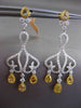 ANTIQUE LARGE 2.53CT DIAMOND 18K TWO TONE GOLD FILIGREE HEART HANGING EARRINGS