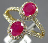 ESTATE WIDE 1.22CT DIAMOND & AAA RUBY 14KT YELLOW GOLD 3D DOUBLE HALO LOVE RING