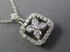 ESTATE .50CT DIAMOND 14K WHITE GOLD 3D OPEN FLOWER SQUARE FLOATING PENDANT CHAIN