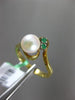 ESTATE .05CT AAA EMERALD & SOUTH SEA PEARL 14KT YELLOW GOLD 3D ANNIVERSARY RING