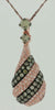 .93CT WHITE & CHOCOLATE FANCY DIAMOND 14KT ROSE GOLD MULTI ROW TEAR DROP PENDANT