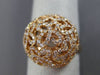 ESTATE LARGE 1.26CT DIAMOND 14KT ROSE GOLD 3D FILIGREE DOME SHAPE BUTTERFLY RING