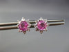 ESTATE 1.45CT DIAMOND & AAA PINK SAPPHIRE 14KT WHITE GOLD FLOWER EARRINGS #25756